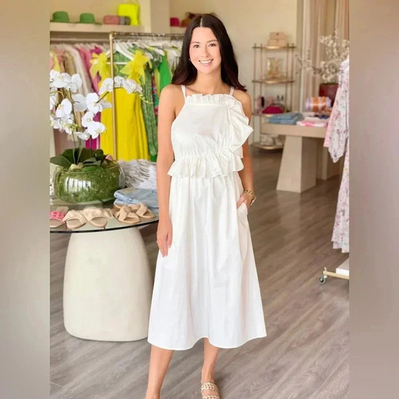 NWT Crosby by Mollie Burch Genevieve Midi Dress in Bright White size L - Picture 3 of 16